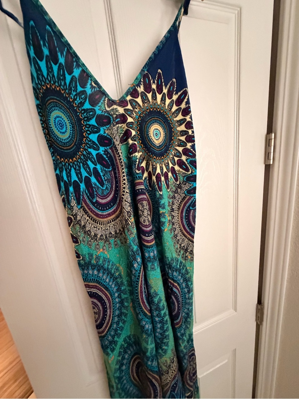 Beach Boho Turquoise Blue Patterned Midi beach dress Preloved Excellent conditio - Picture 4 of 6